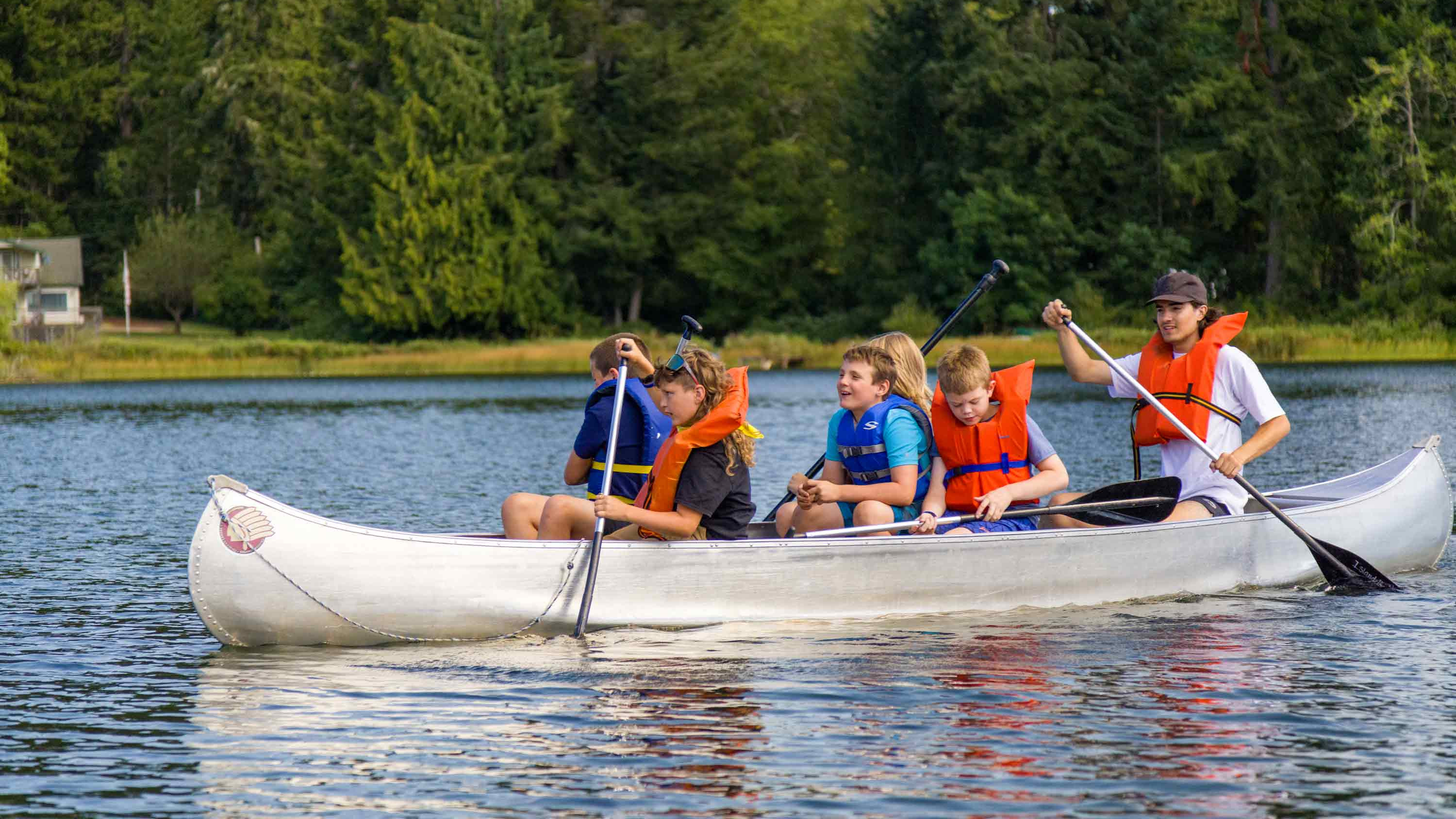 CRISTA Camps at Miracle Ranch - Outdoor Education-Boys and girls canoing
