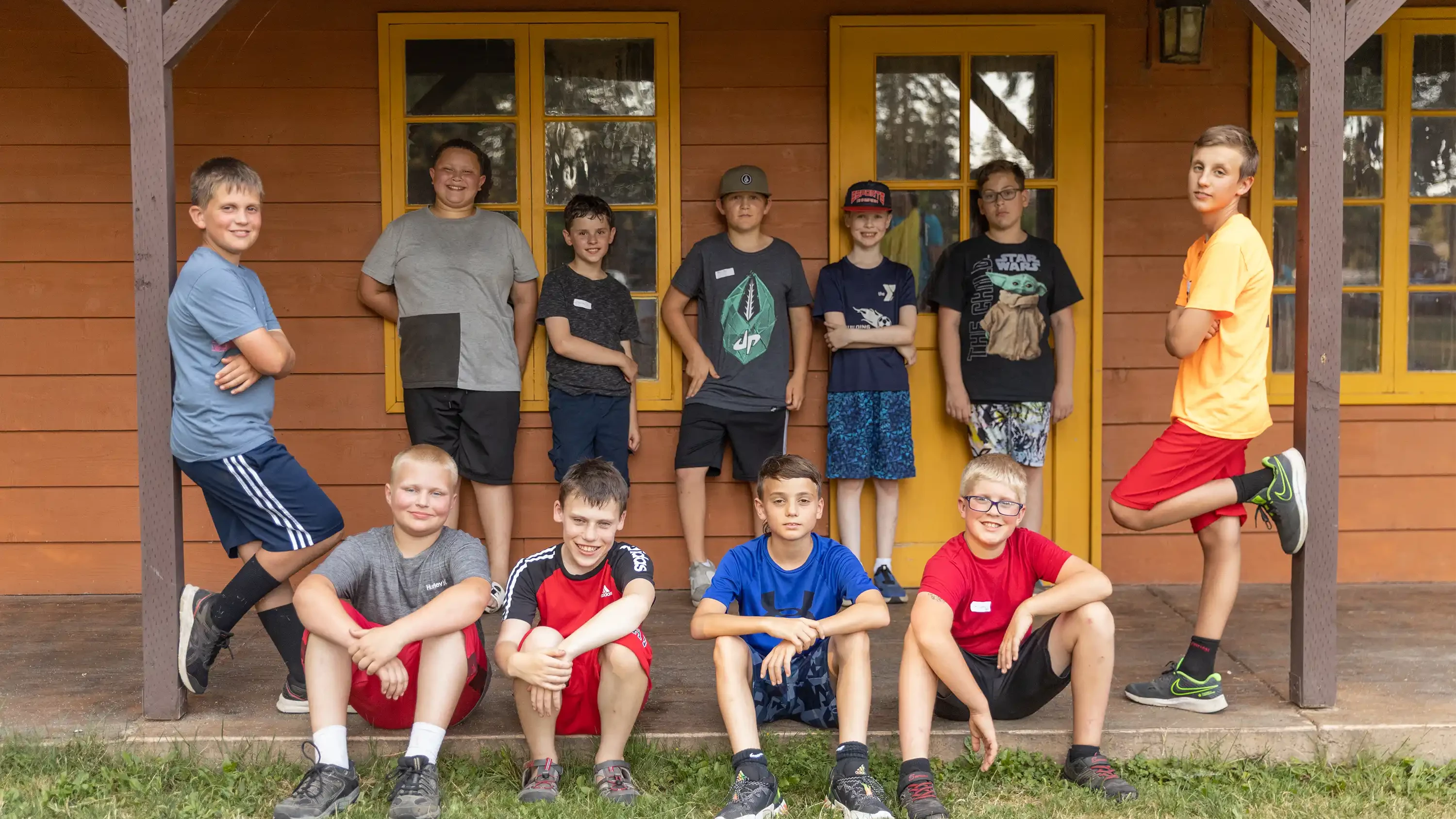 CRISTA Camps Military Camp - Boys Gathered in Front of Cabin