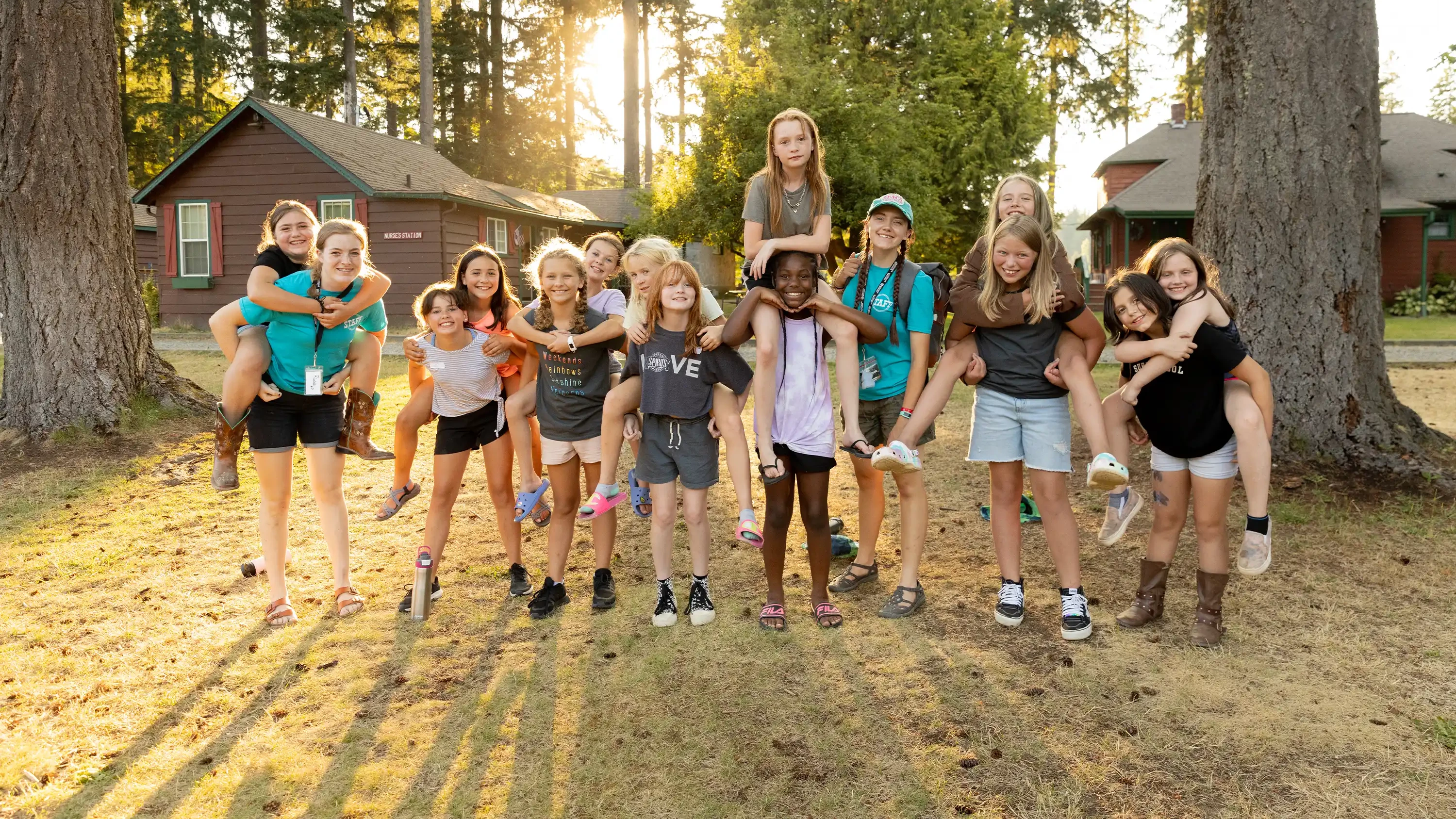 CRISTA Camps- Military Kids- Camp- Girls posing for picture at camp
